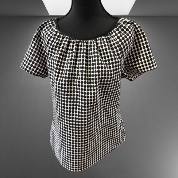 Worthington Tops - Worthington Retro Polka Dot Black White Short Sleeve Top (M)